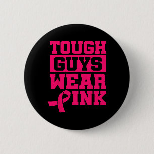 Badge Rond 5 Cm Les hommes durs portent le rose du sein de sensibi