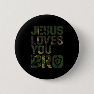 Badge Rond 5 Cm Les hommes Jésus t'aime frère drôle chrétien garço