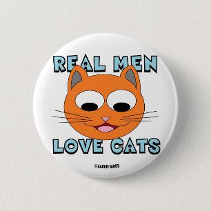 Badge Rond 5 Cm LES HOMMES VRAIS AIMENT LES CHATS Visage de Chat R