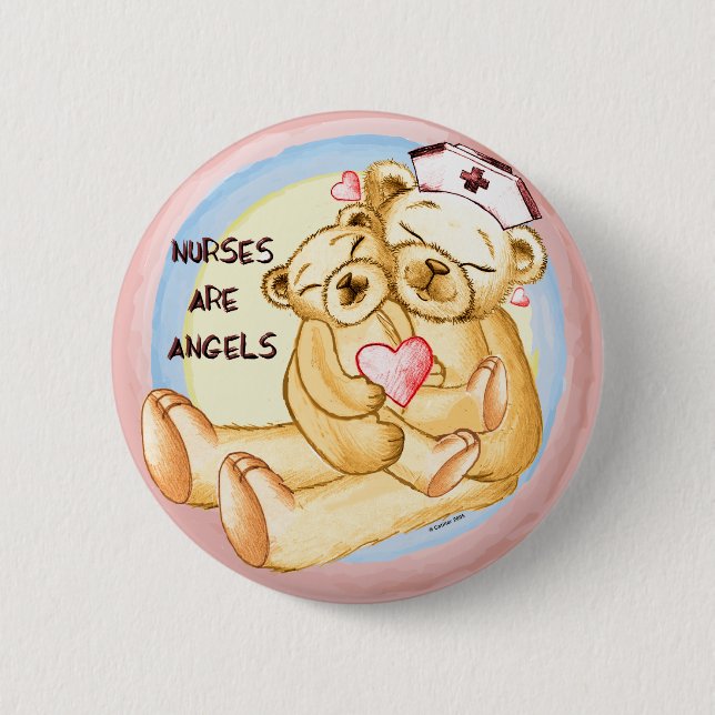 Badge Rond 5 Cm Les infirmières sont des anges (Devant)