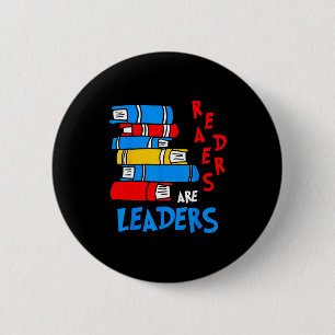 Badge Rond 5 Cm Les lecteurs sont des leaders lisant un livre prof