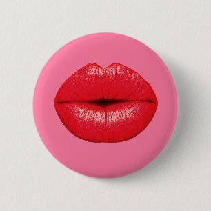 Badge Rond 5 Cm Les lèvres d'art pop de Red Lipstick sur poule ro