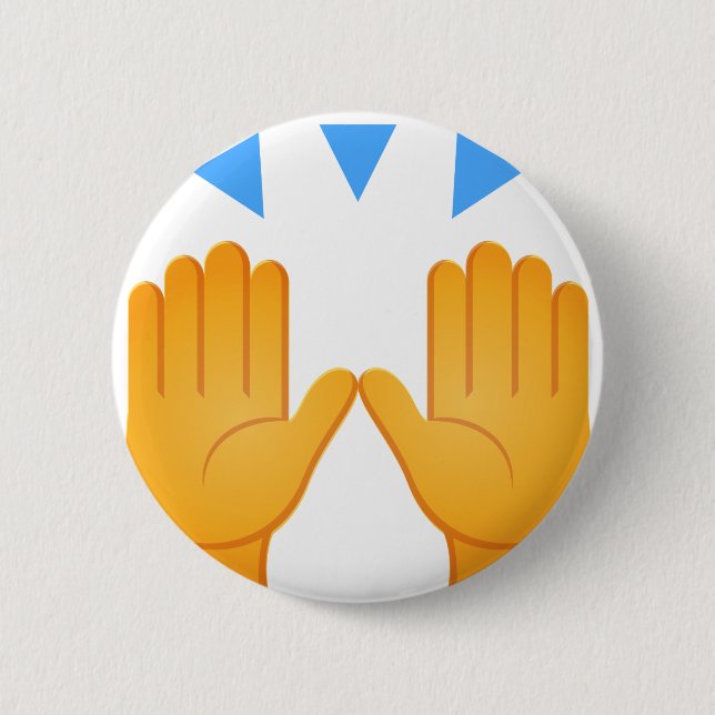 Badge Rond 5 Cm Les mains ont soulevé Emoji (Devant)