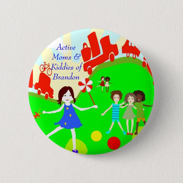 Badge Rond 5 Cm Les mamans et les enfants actifs du logo de (Devant)