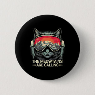 Badge Rond 5 Cm Les Meowtains Appelent Les Ski De Snowboard Cat Ho
