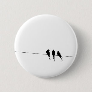 Badge Rond 5 Cm Les merles silhouettent sur le fil