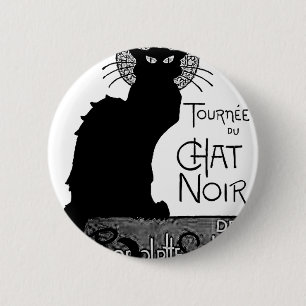 Badge Rond 5 Cm Les mots français de chat noir de Halloween