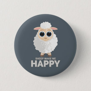Badge Rond 5 Cm Les moutons me rendent heureux