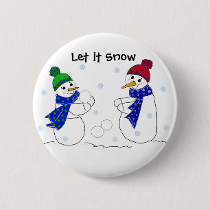 Badge Rond 5 Cm Les neigeurs jouent dans la neige