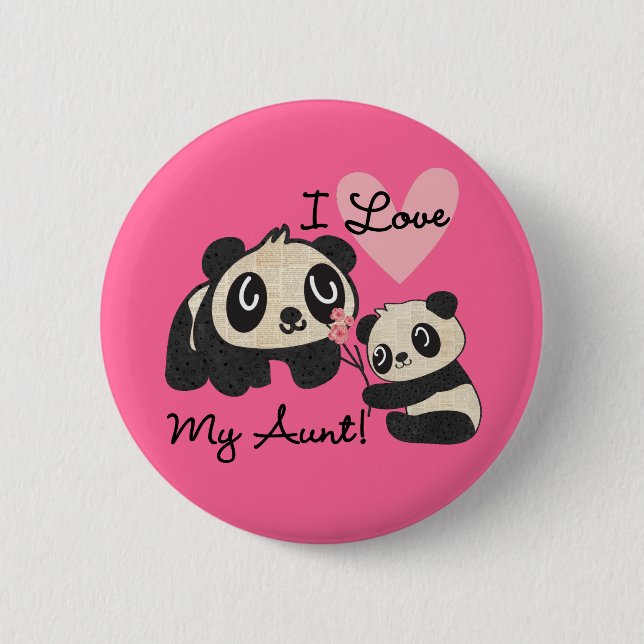 Badge Rond 5 Cm Les pandas I aiment ma tante (Devant)