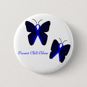 Badge Rond 5 Cm Les papillons de ruban bleu empêchent le bouton d