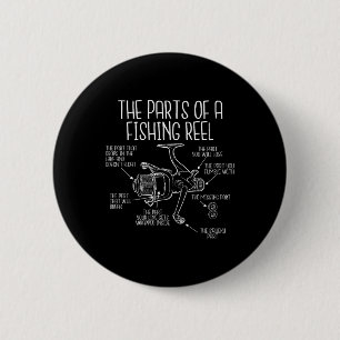 Badge Rond 5 Cm Les Parties D'Une Roue De Pêche - Amusant Pêcheur