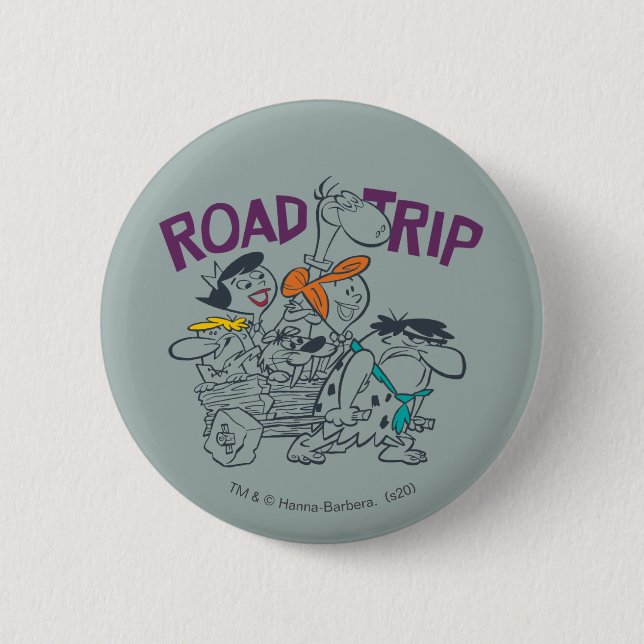 Badge Rond 5 Cm Les Pierrafeu | Voyage routier (Devant)