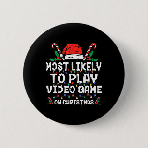 Badge Rond 5 Cm Les Plus Probables À Jouer Jeu Vidéo Sur Noël Père