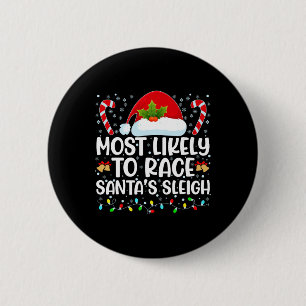 Badge Rond 5 Cm Les Plus Probables De Course Père Noël Sleigh Fami