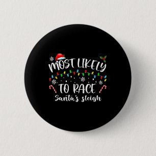 Badge Rond 5 Cm Les Plus Probables De Course Père Noël Sleigh Fami