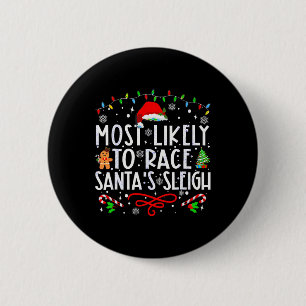 Badge Rond 5 Cm Les Plus Probables De Course Père Noël Sleigh Fami