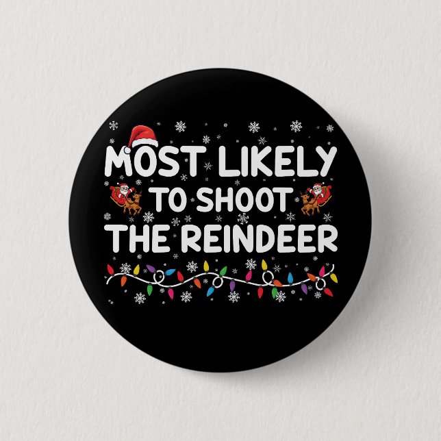 Badge Rond 5 Cm Les Plus Susceptibles De Tirer Pour Reinder Noël D (Devant)