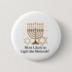 Badge Rond 5 Cm Les plus susceptibles d'éclairer l'Hanoukka Menora