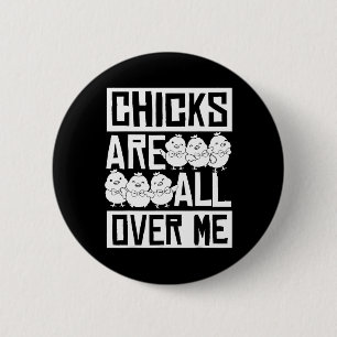 Badge Rond 5 Cm Les poules sont partout autour de moi Pâques drôle