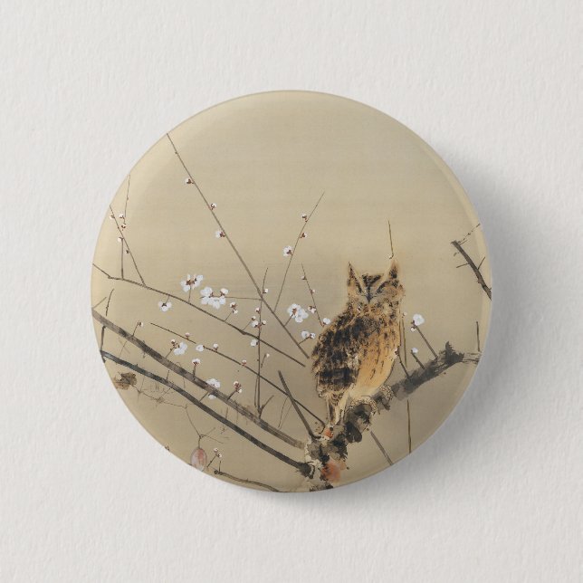 Badge Rond 5 Cm Les premières fleurs de prune par Nishimura Goun,  (Devant)