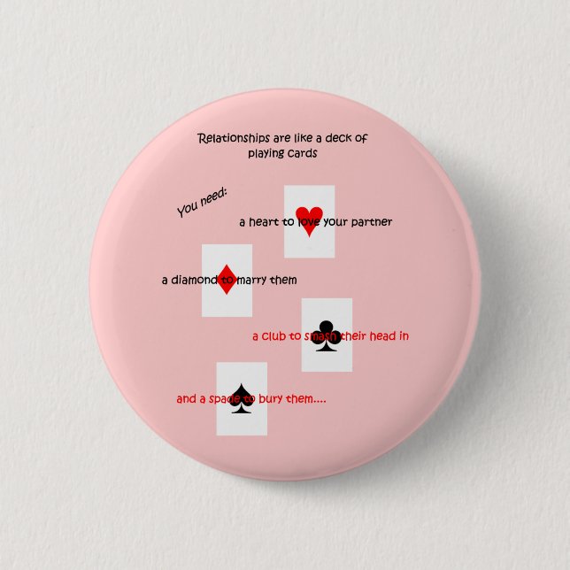 Badge Rond 5 Cm 'Les relations sont comme un jeu de cartes...' (Devant)