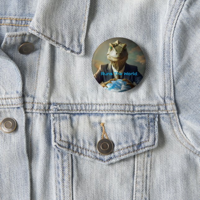 Badge Rond 5 Cm Les Reptiliens Dirigent Le Monde (En situation)