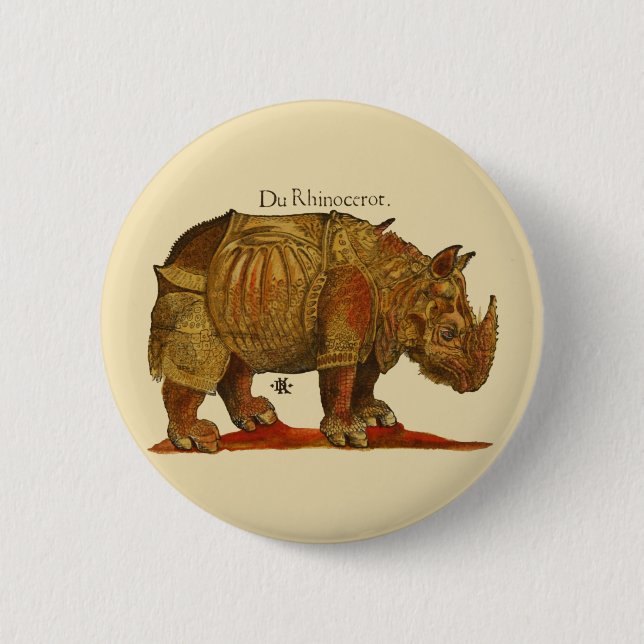 Badge Rond 5 Cm Les rhinocéros de Durer (Devant)