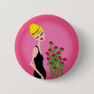 Badge Rond 5 Cm les roses sont rouges
