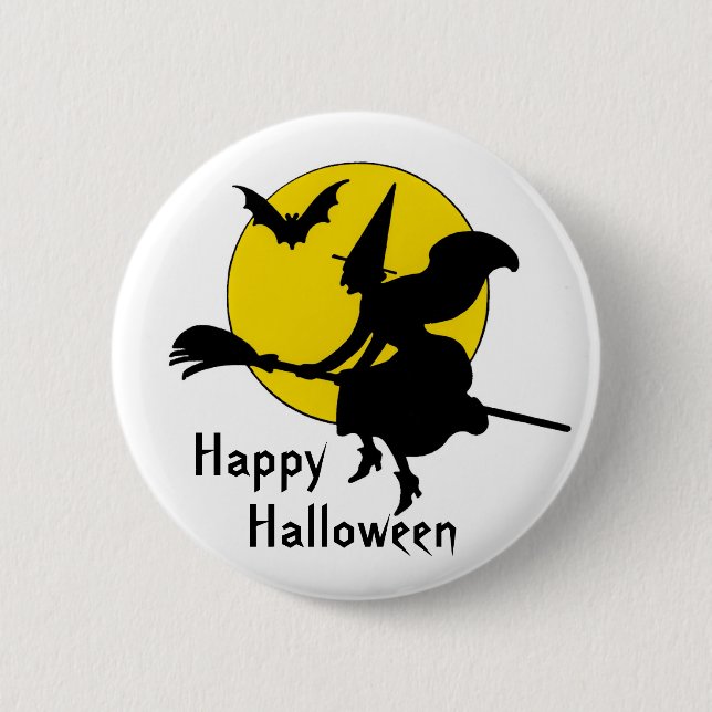 Badge Rond 5 Cm Les sorcières se promènent à l'Halloween (Devant)