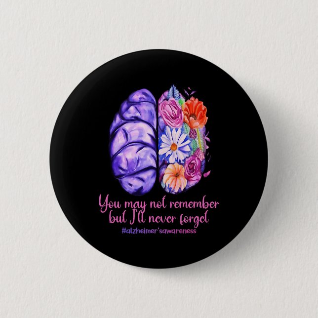 Badge Rond 5 Cm Les souvenirs comptent Alzheimer Purple Alzheimer  (Devant)