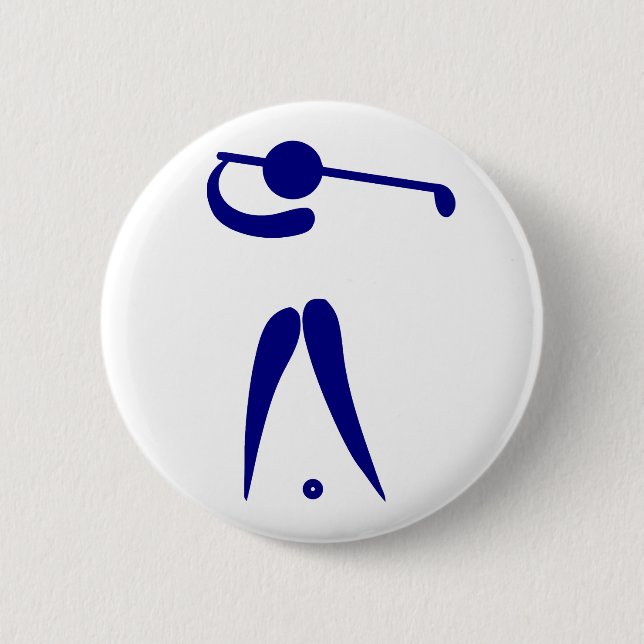 Badge Rond 5 Cm Les sports blancs bleus de joueur de golf, (Devant)