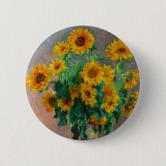 Badge Rond 5 Cm Les tournesols de Monet (Devant)