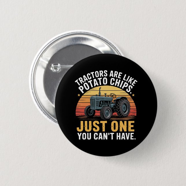 Badge Rond 5 Cm Les tracteurs sont comme des chips (Devant & derrière)