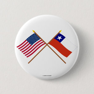Badge Rond 5 Cm Les USA et drapeaux croisés par Chili