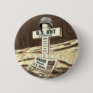 Badge Rond 5 Cm Les USA hors de la GUERRE