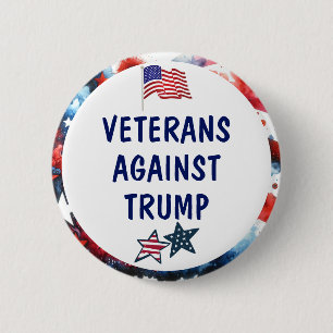 Badge Rond 5 Cm Les vétérans contre Trump   Anti Trump