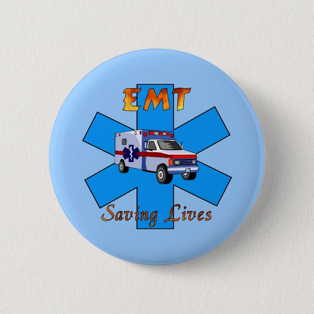Badge Rond 5 Cm Les vies d'économie d'EMT (Devant)