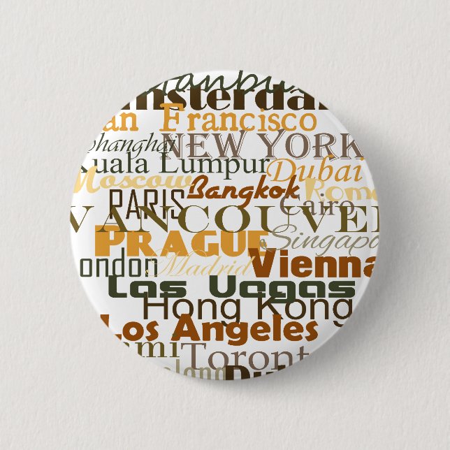 Badge Rond 5 Cm Les villes du monde entier (Devant)