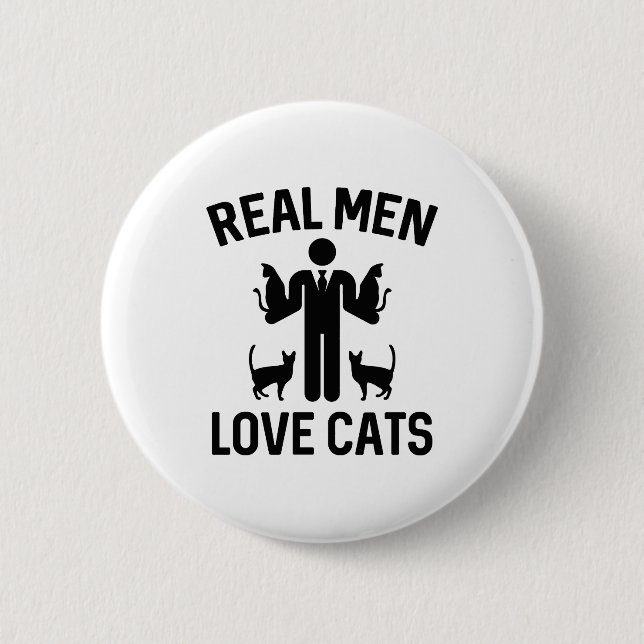 Badge Rond 5 Cm Les vrais hommes aiment les chats (Devant)