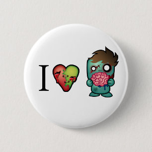 Badge Rond 5 Cm Les zombis des cerveaux I <3 sont partout !