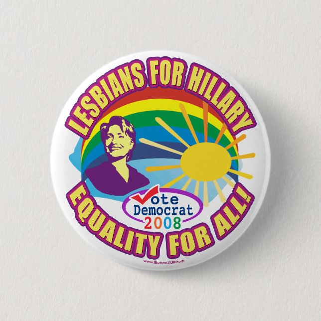 Badge Rond 5 Cm Lesbiennes pour l'égalité de Hillary pour tous ! (Devant)