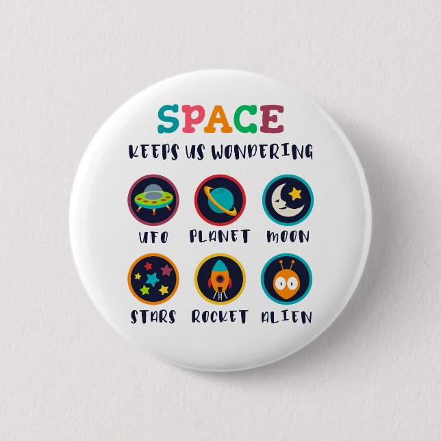 Badge Rond 5 Cm L'espace nous fait nous poser des questions (Devant)