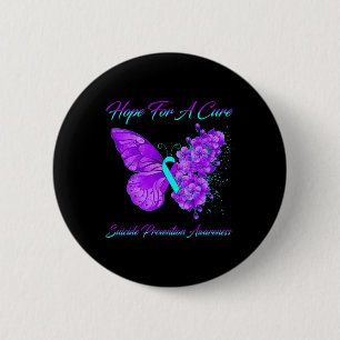 Badge Rond 5 Cm L'Espoir Des Papillons Pour Une Prévention Cure Du