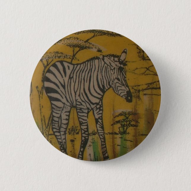 Badge Rond 5 Cm L'Esprit du Serengeti : Le Grazing du Zèbre dans l (Devant)