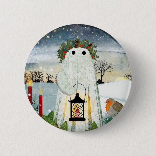 Badge Rond 5 Cm L'Esprit du Solstice d'Hiver (Devant)