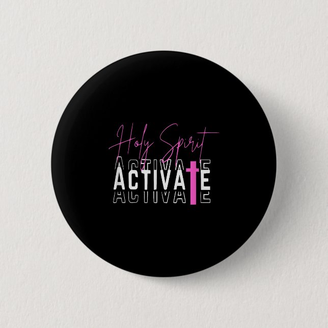 Badge Rond 5 Cm L'Esprit Saint active rose (Devant)