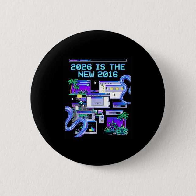 Badge Rond 5 Cm L'esthétique de l'ordinateur pixel Vaporwave 2016 (Devant)
