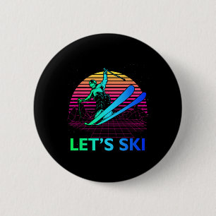 Badge Rond 5 Cm Let Is Ski Colorful Vintage 90s 80s Ski hiver