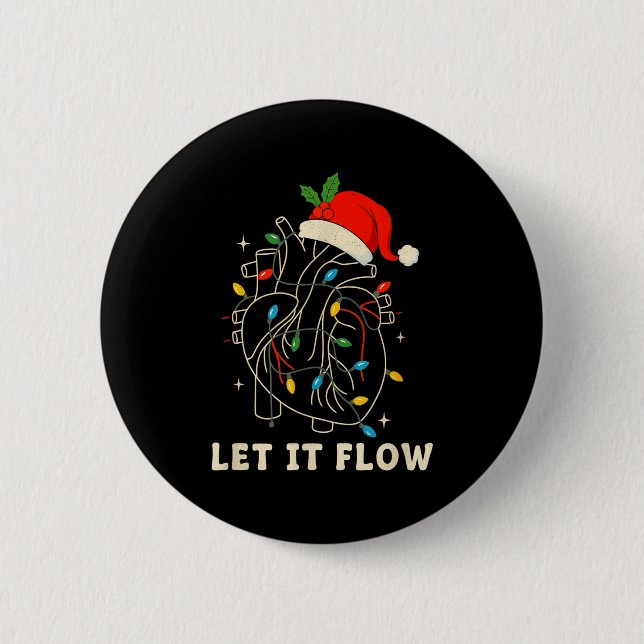 Badge Rond 5 Cm Let It Flow Funny Anatomical Heart Christmas, Medi (Devant)
